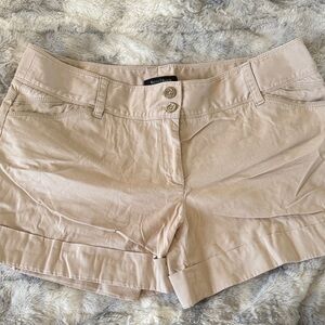 White House Black Market Beige Cuffed Stretch Shorts